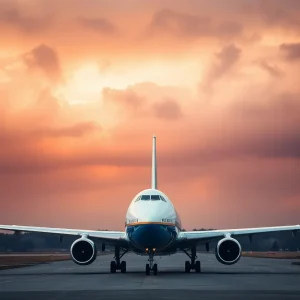 Presidential aircraft on runway depicting delays