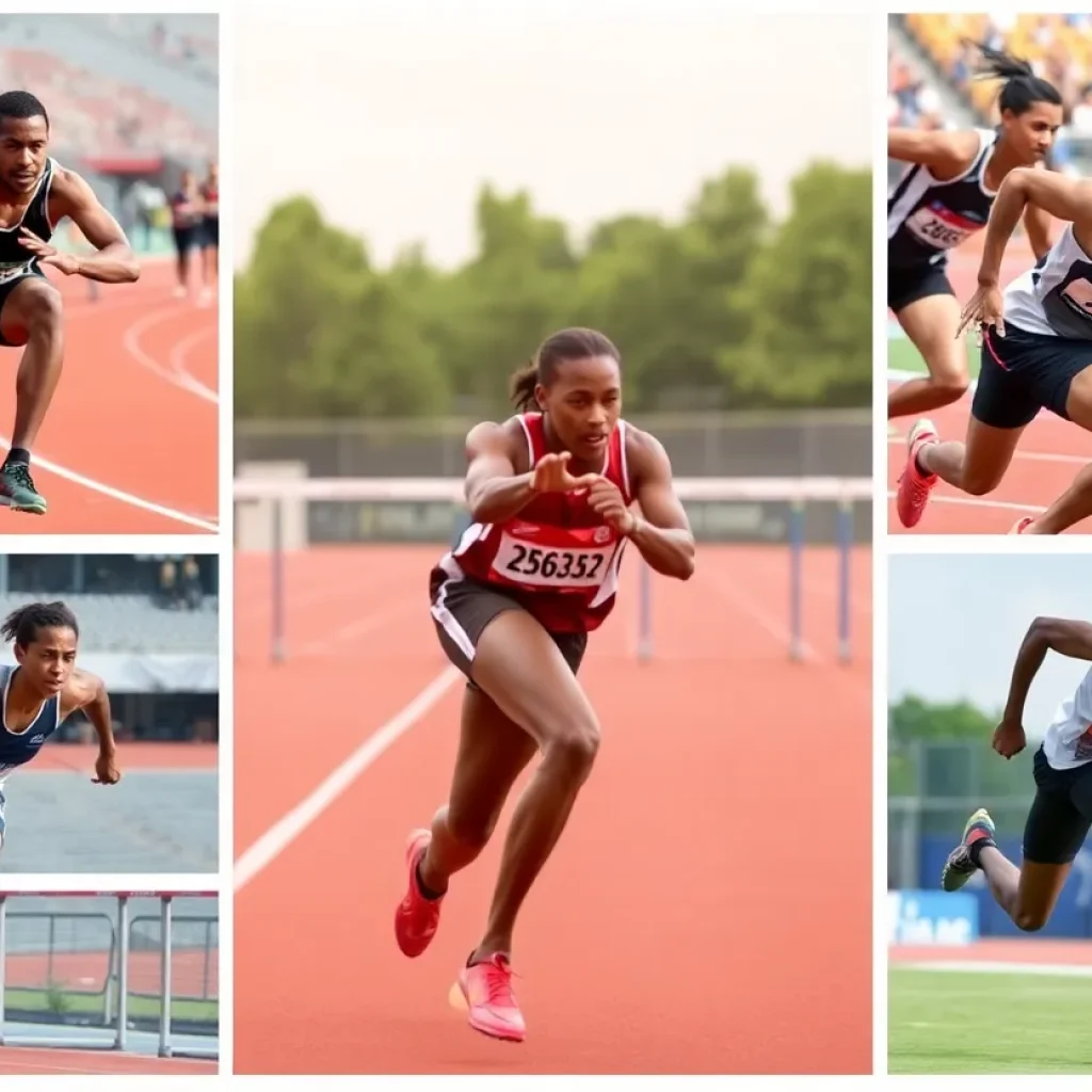 Athletes competing in track and field events at Bradley University.
