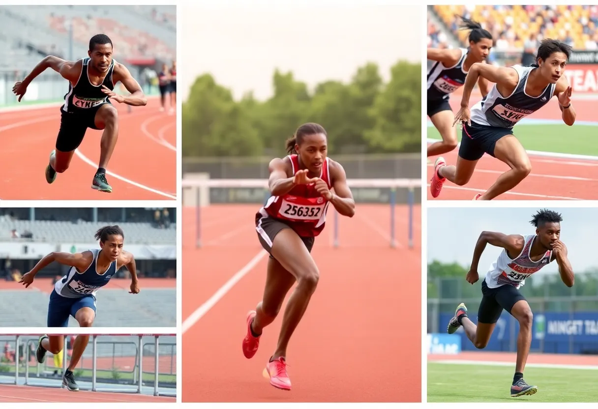 Athletes competing in track and field events at Bradley University.