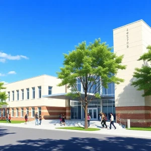 Rendering of the new entrance for East Grand Rapids High School