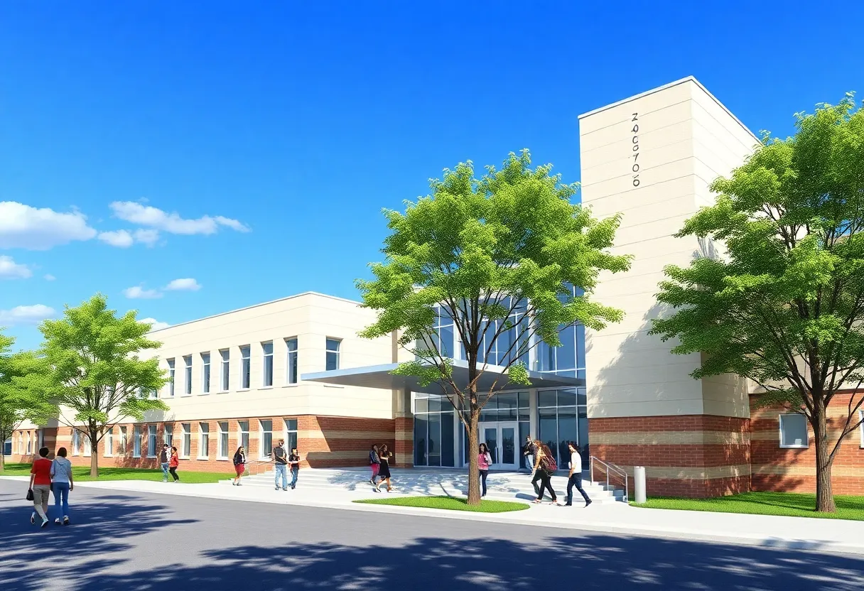 Rendering of the new entrance for East Grand Rapids High School