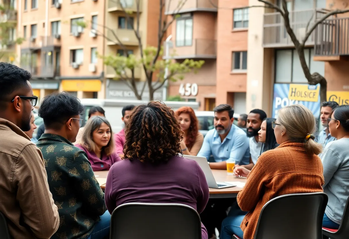 Community members discussing solutions for affordable housing