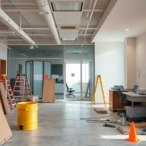 Renovation of Grand Rapids unemployment office with construction materials