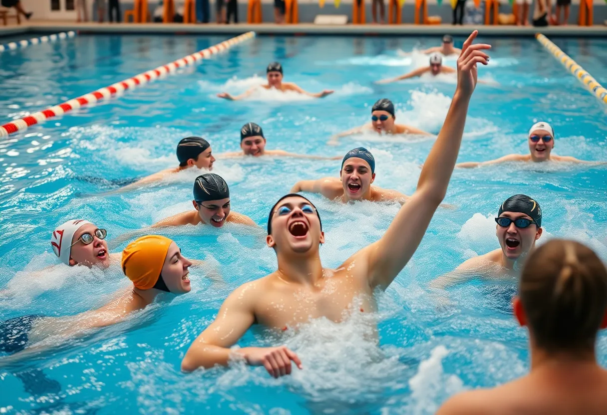 GVSU swim team competing at GLIAC Championships