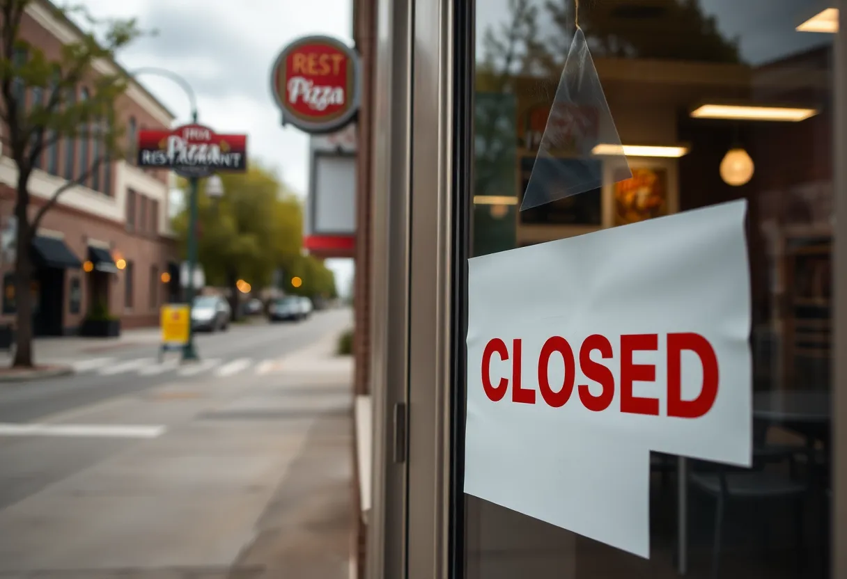 Sign indicating MOD Pizza restaurant is closed in Grand Rapids