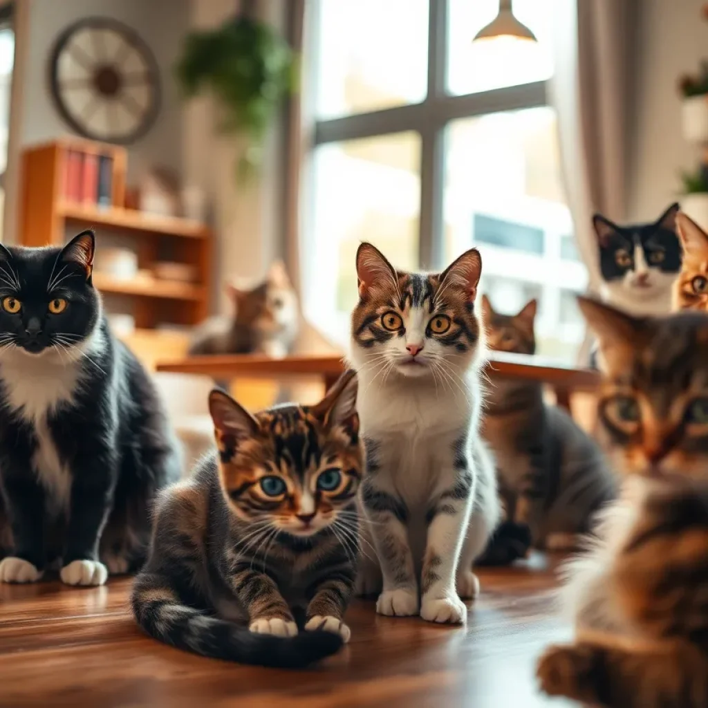 Abandoned cat inside Happy Cat Cafe
