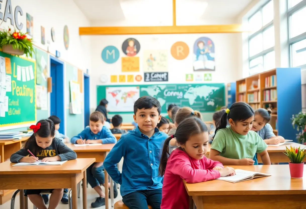 Students engaged in a Catholic education environment