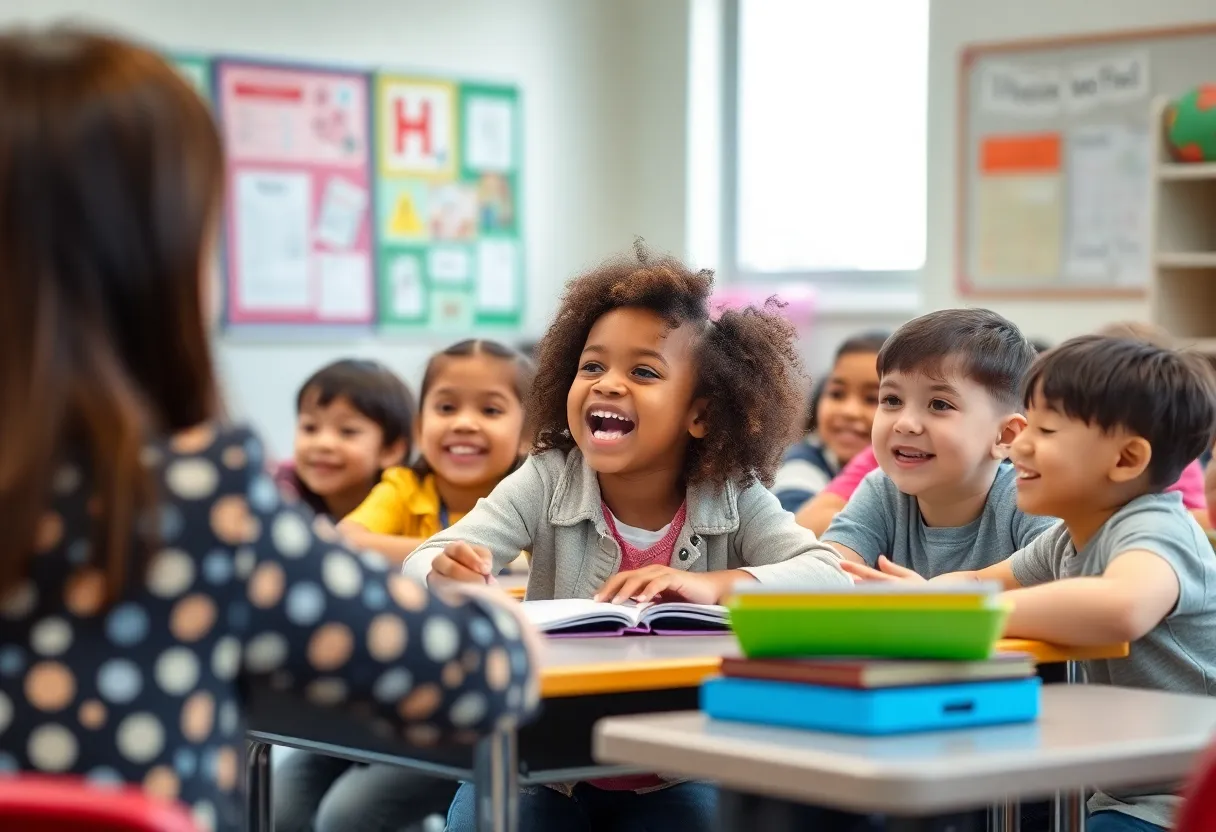 Children engaged in a classroom learning environment