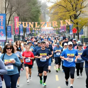 Participants in the Donut Dash 5K enjoying paczki during the race.