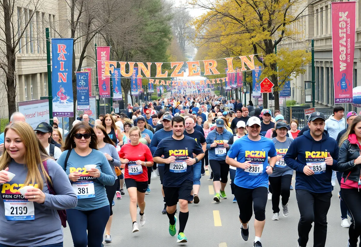 Participants in the Donut Dash 5K enjoying paczki during the race.