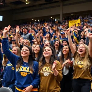 Fans at Gannon University watch party supporting women's basketball