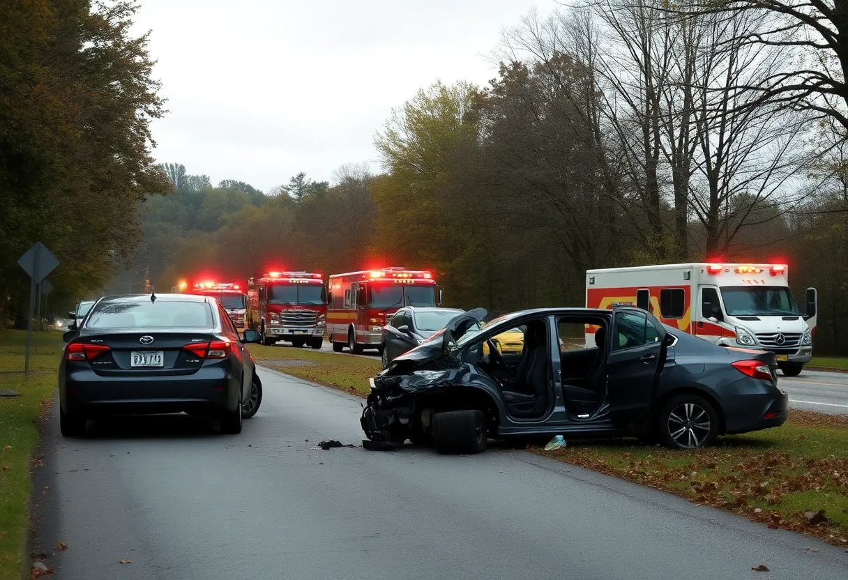 Scene of a car accident in Grand Rapids
