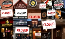 Closed signs on Grand Rapids restaurants and breweries.