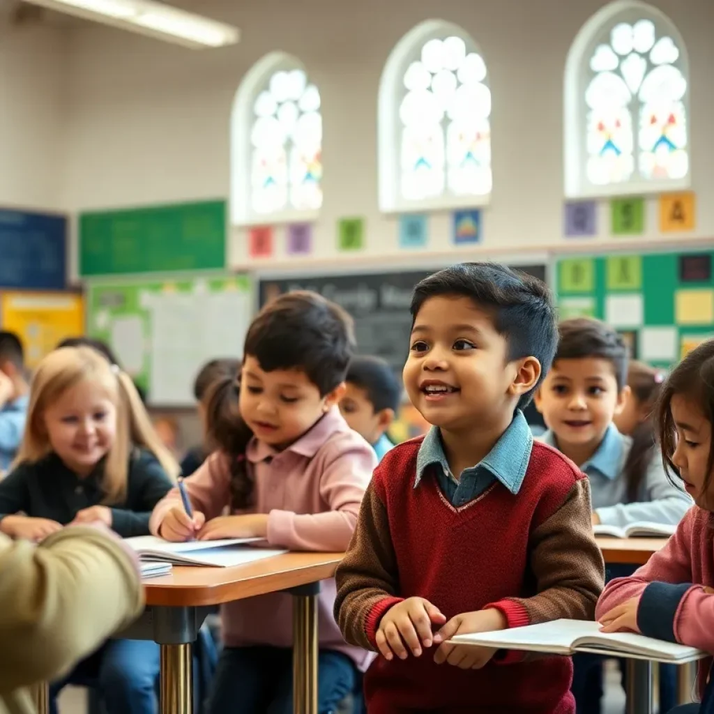 Students learning in a Catholic school environment for Grand Rapids schools.