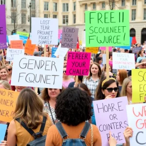 Crowd at the International Women's Day rally in Grand Rapids