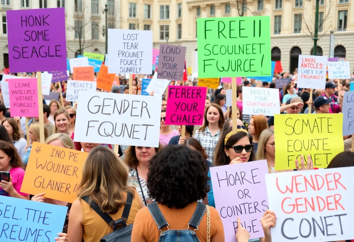 Crowd at the International Women's Day rally in Grand Rapids