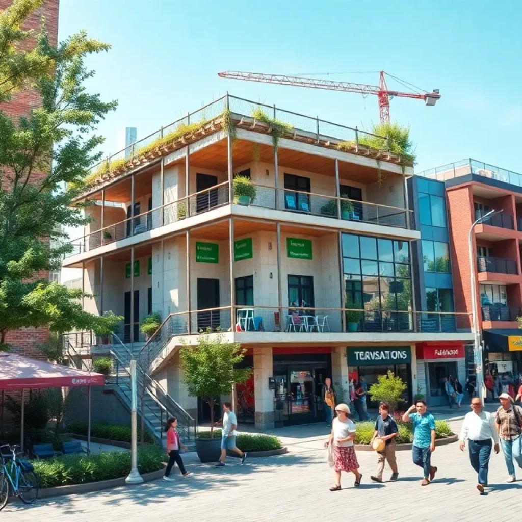 Construction of a revitalized building in Grand Rapids.
