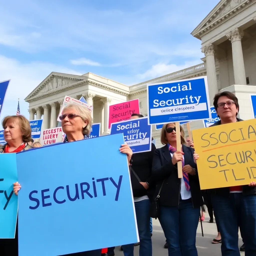 Protesters rallying for Social Security benefits in Grand Rapids