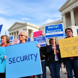 Protesters rallying for Social Security benefits in Grand Rapids