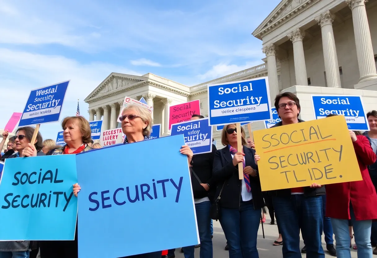 Protesters rallying for Social Security benefits in Grand Rapids