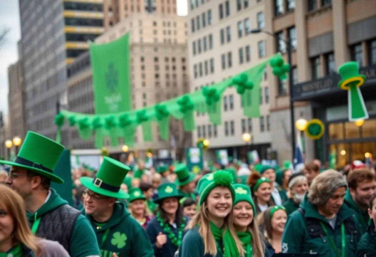 People celebrating St. Patrick's Day in Grand Rapids