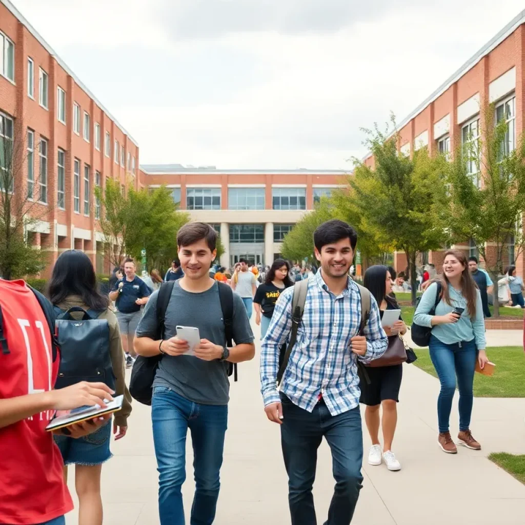 Students on the campus of Grand Rapids Community College