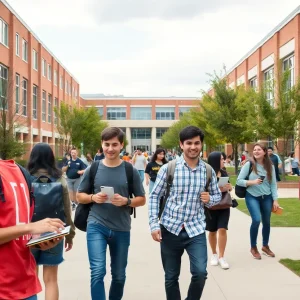 Students on the campus of Grand Rapids Community College