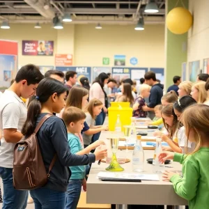 Families participating in STEM Day activities at GRCC