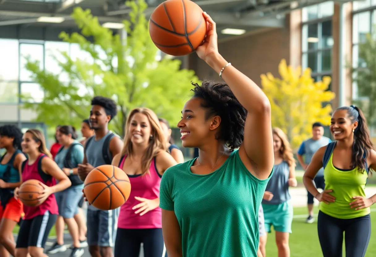Students at Grand Rapids Community College participating in fitness activities.