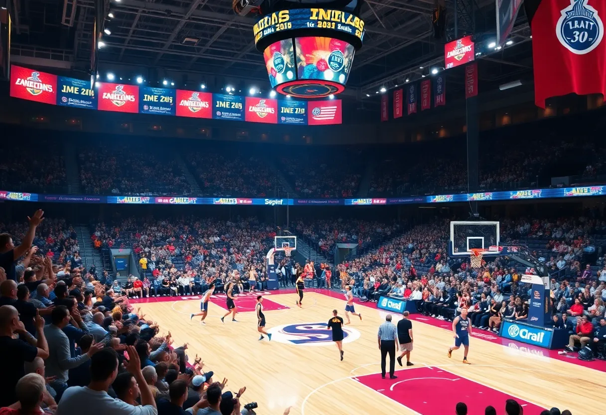 GVSU basketball team playing during championship match