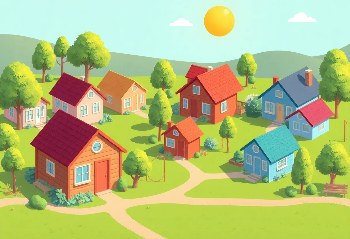 A vibrant tiny home community in Grand Rapids, Michigan.
