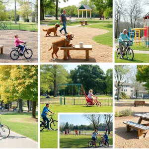 Collage of outdoor park improvements in Kent County