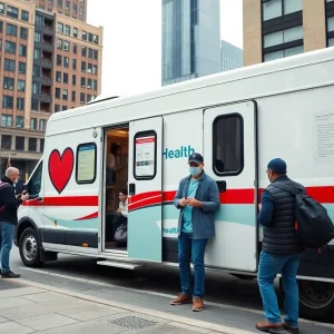 Mobile health van providing healthcare services in Grand Rapids