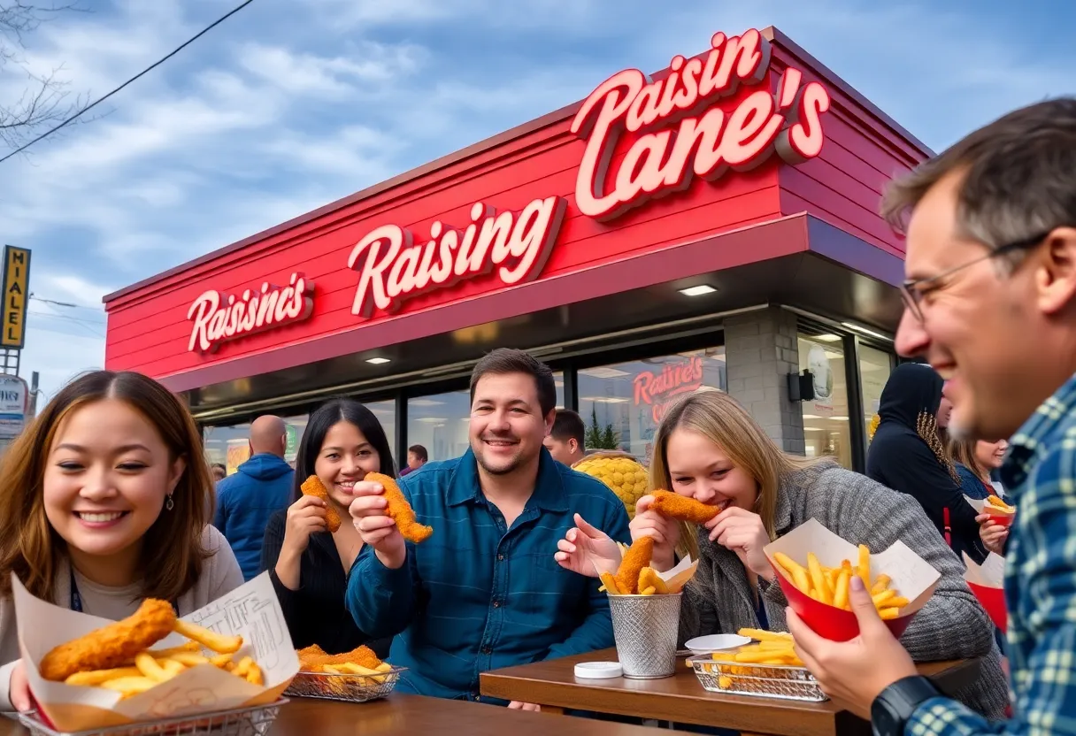 Customers enjoying food at Raising Cane's in Michigan