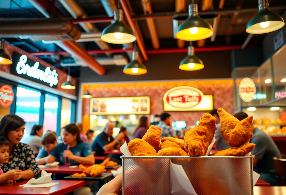 Interior view of Rika's Chicken with patrons enjoying meals