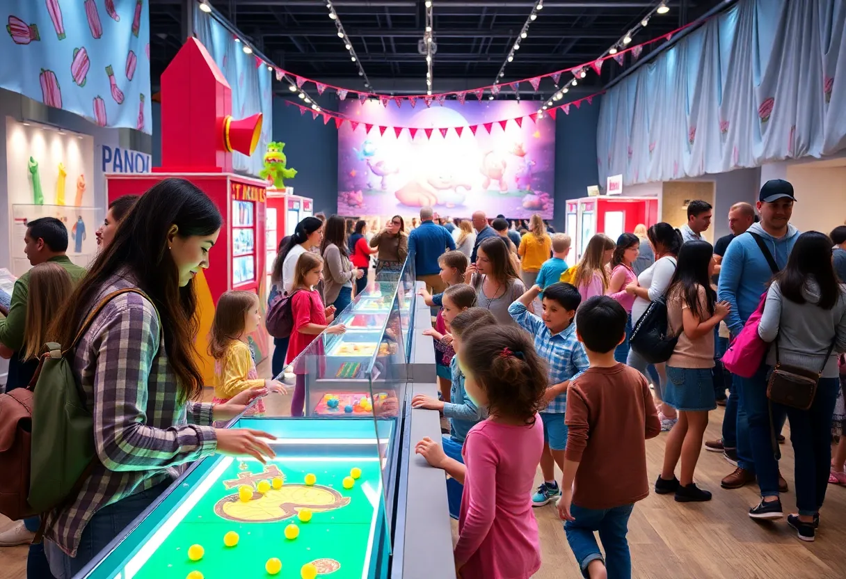 Families enjoying activities during spring break at the Grand Rapids Public Museum
