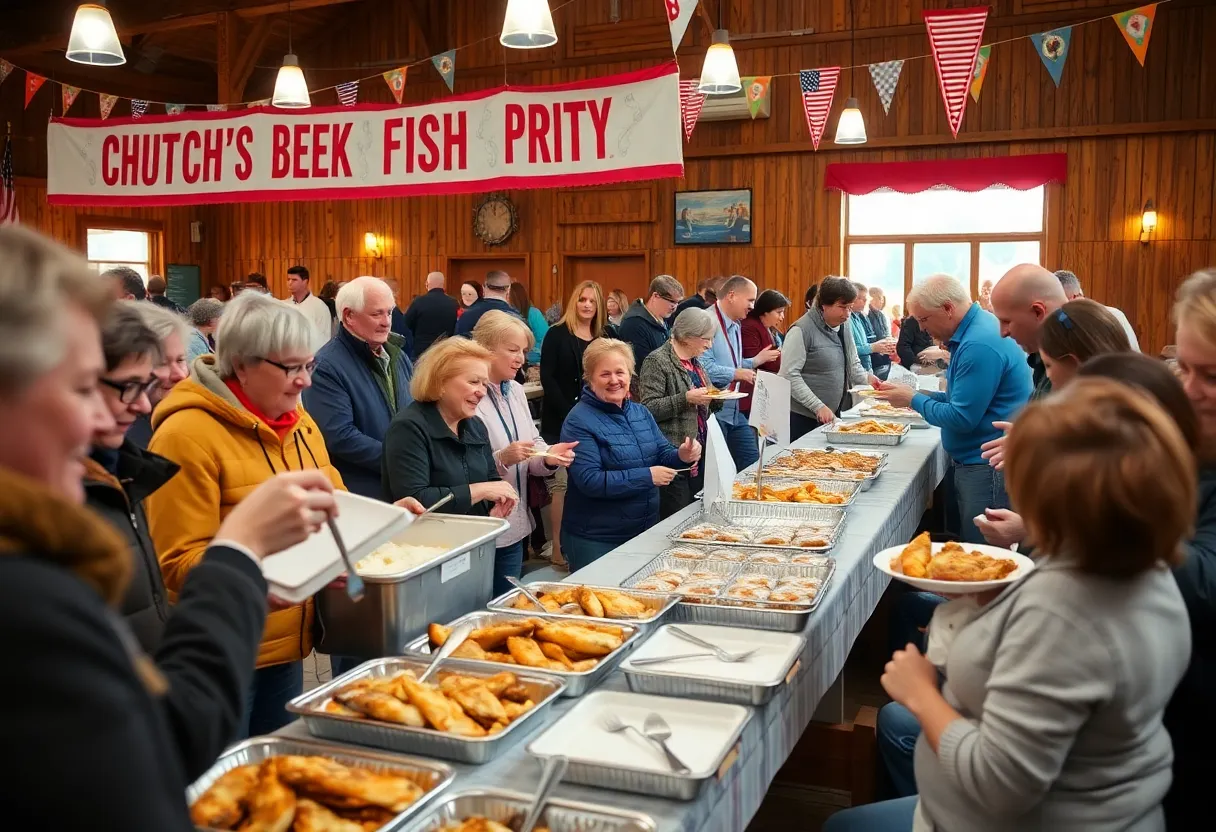 Families enjoying a fish fry event in West Michigan