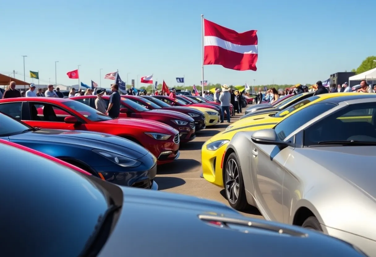 Cars on display representing the effects of eased auto tariffs