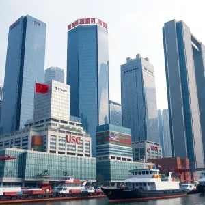 Financial district in China representing economic activity.