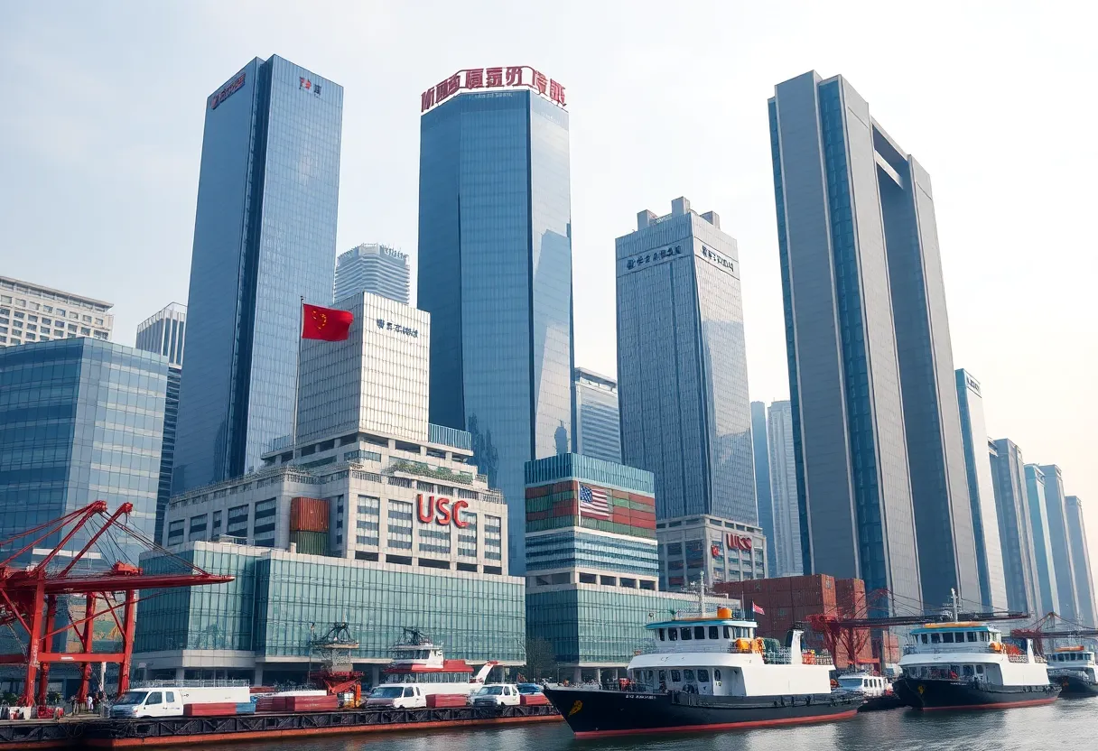 Financial district in China representing economic activity.