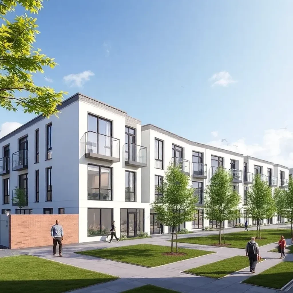 Concept image of the mixed-use housing development by Corewell Health in Grand Rapids.