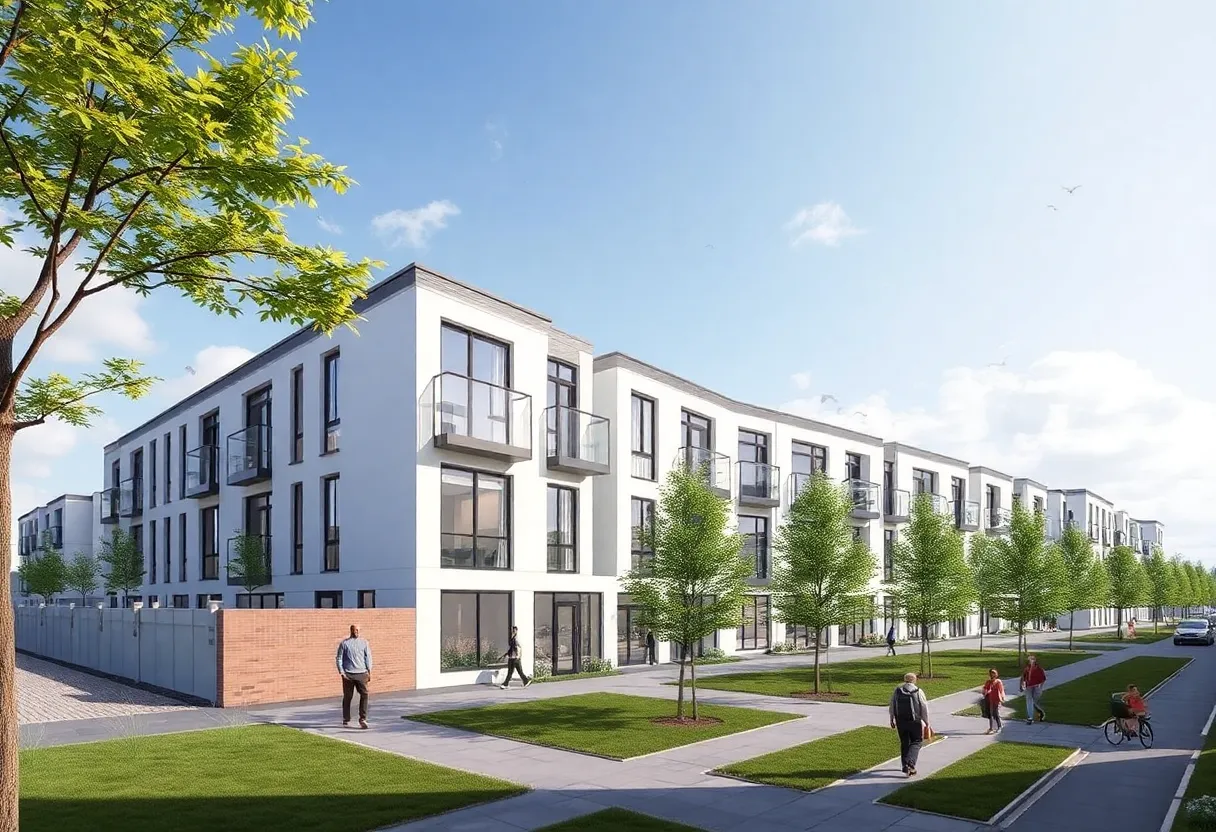 Concept image of the mixed-use housing development by Corewell Health in Grand Rapids.