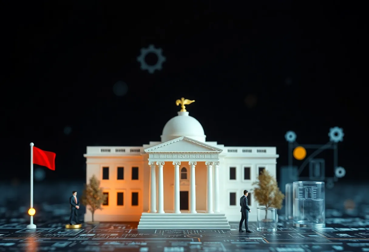 Abstract representation of government efficiency and business strategy