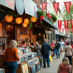 Crowd enjoying Record Store Day celebration at a local record shop
