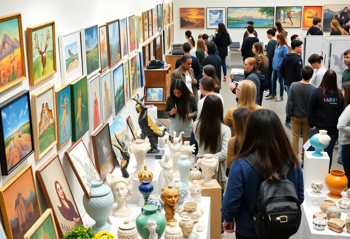 Artworks displayed at the Grand Rapids Student Art Show