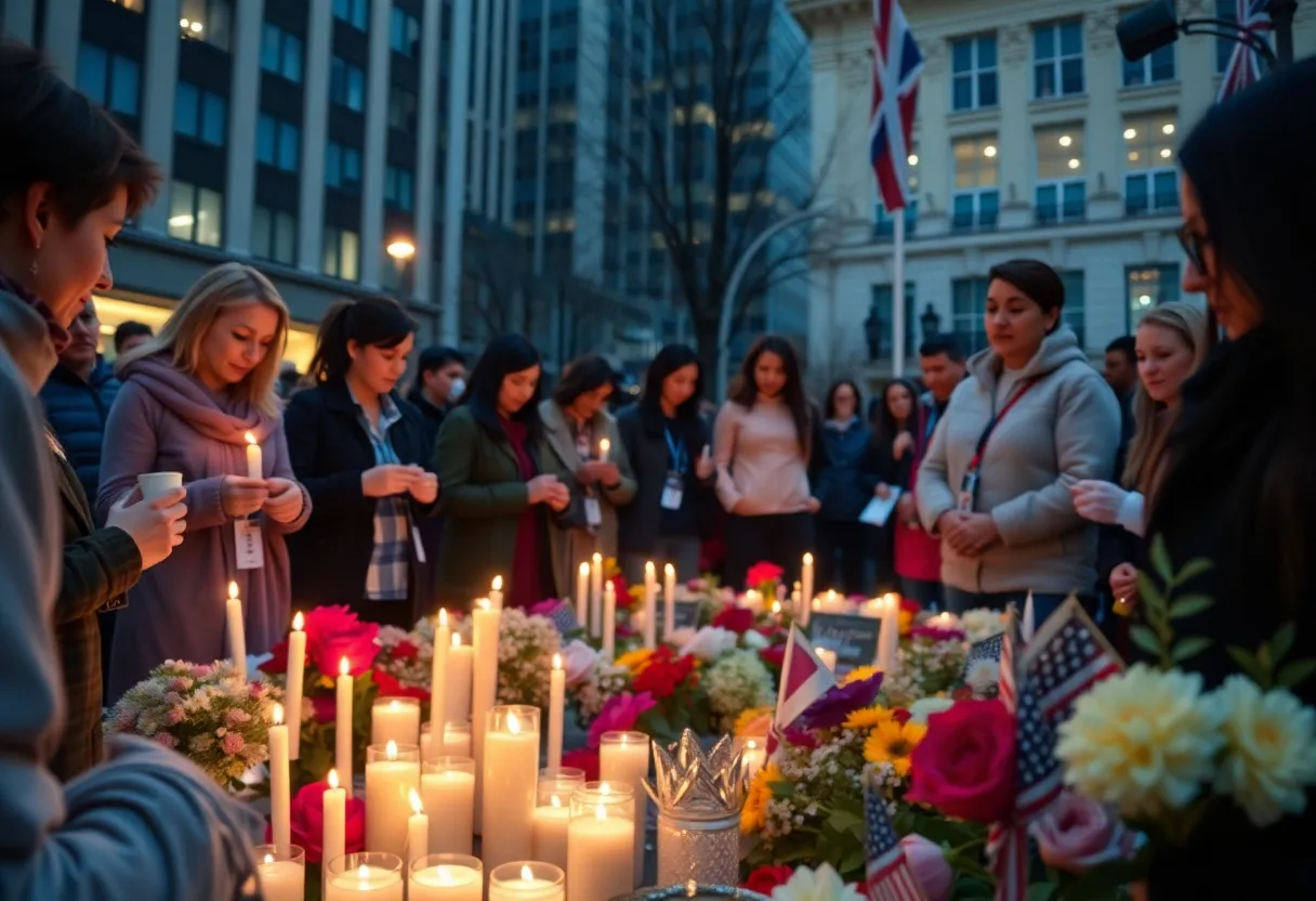Community members holding candles during a vigil for Jontell White