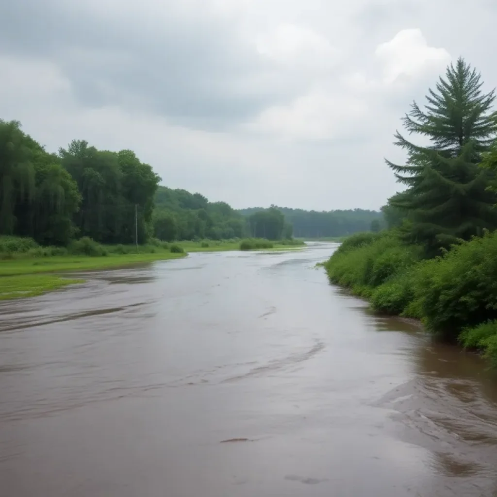 Revitalized Grand River in West Michigan after rainfall