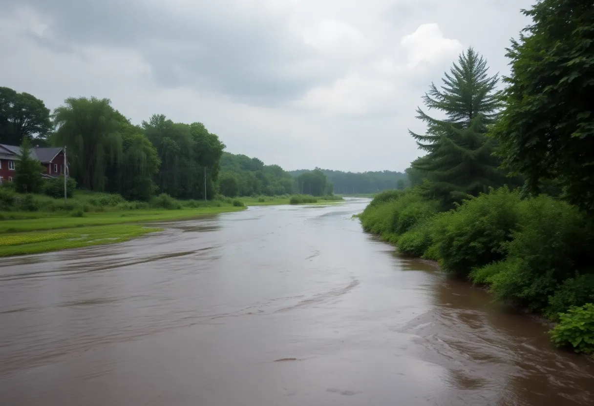 Revitalized Grand River in West Michigan after rainfall