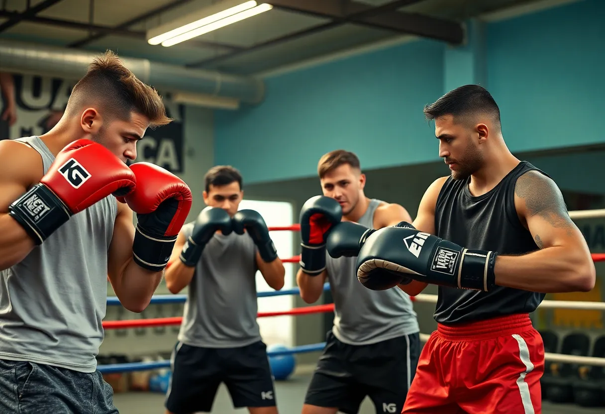 Grand Valley State University boxing team training together
