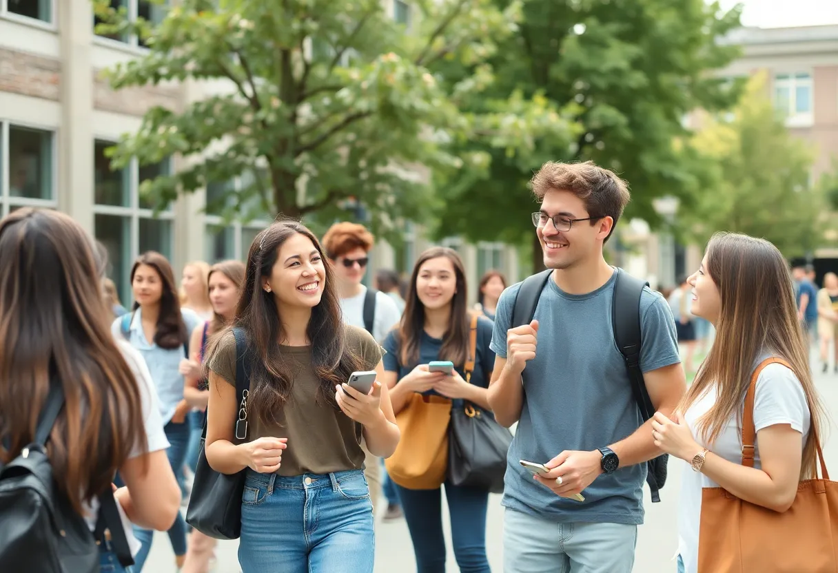 Group of students on campus sharing reactions to Spring Concert cancellation.